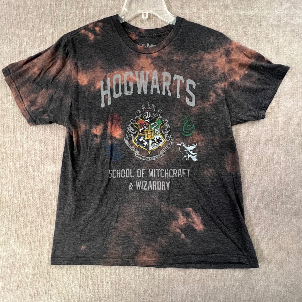Harry Potter Hogwarts School Bleach‎ Dye T Shirt Gray Size L Wizarding